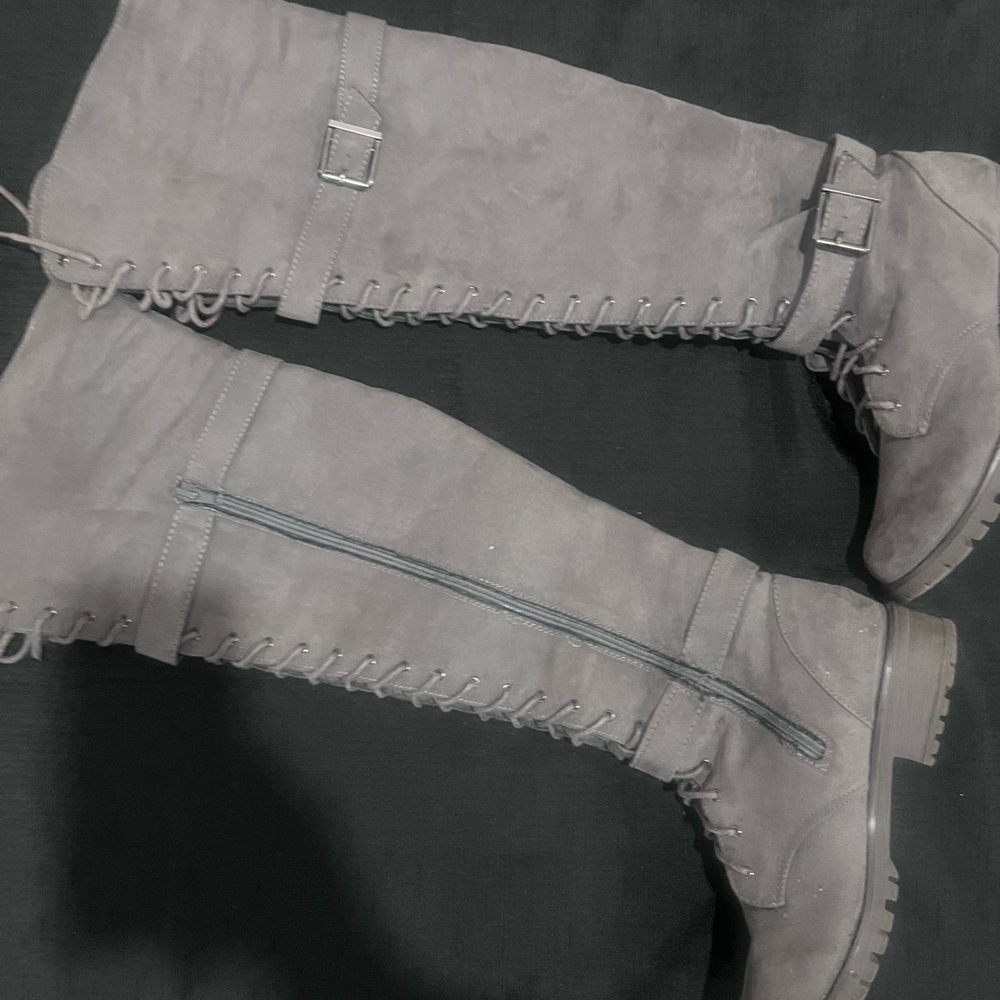 JustFab Over the Knee Boots in Gray